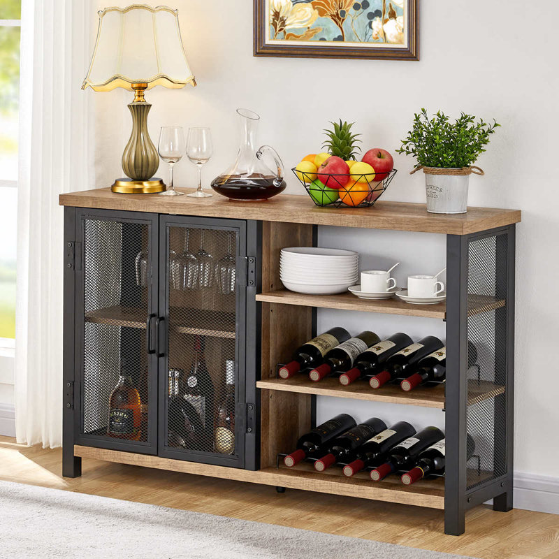 17 Stories Metal Bar Wine For Liquor, Sideboard And